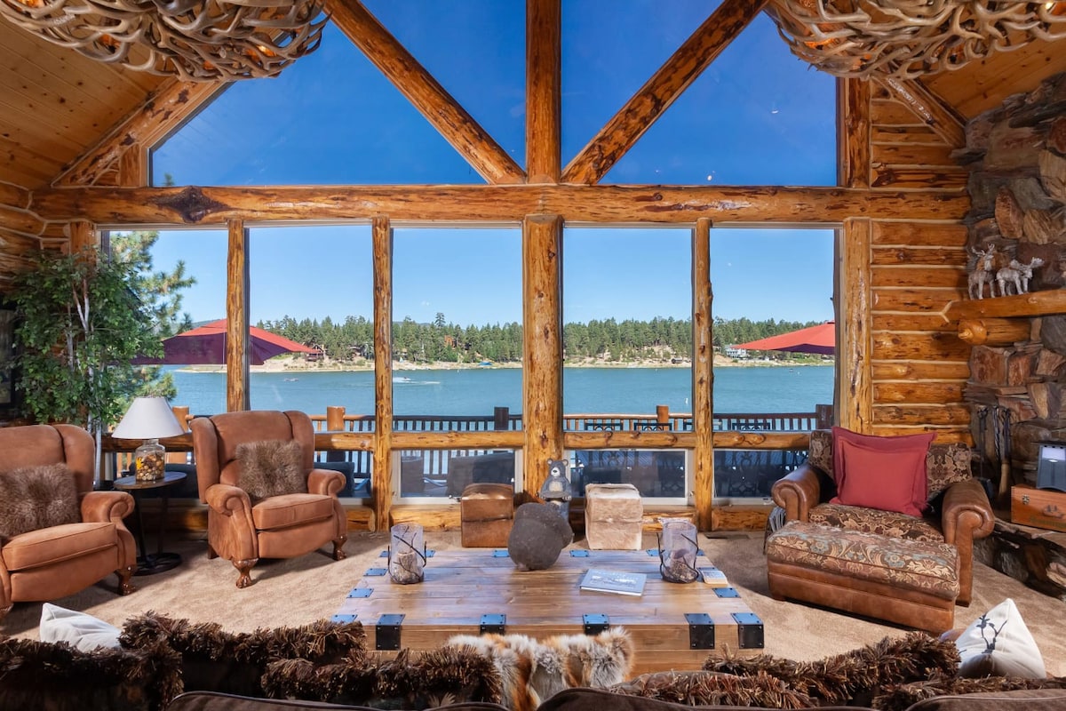 Lakefront Luxury Log Estate | Private Dock • Near Village & Slopes