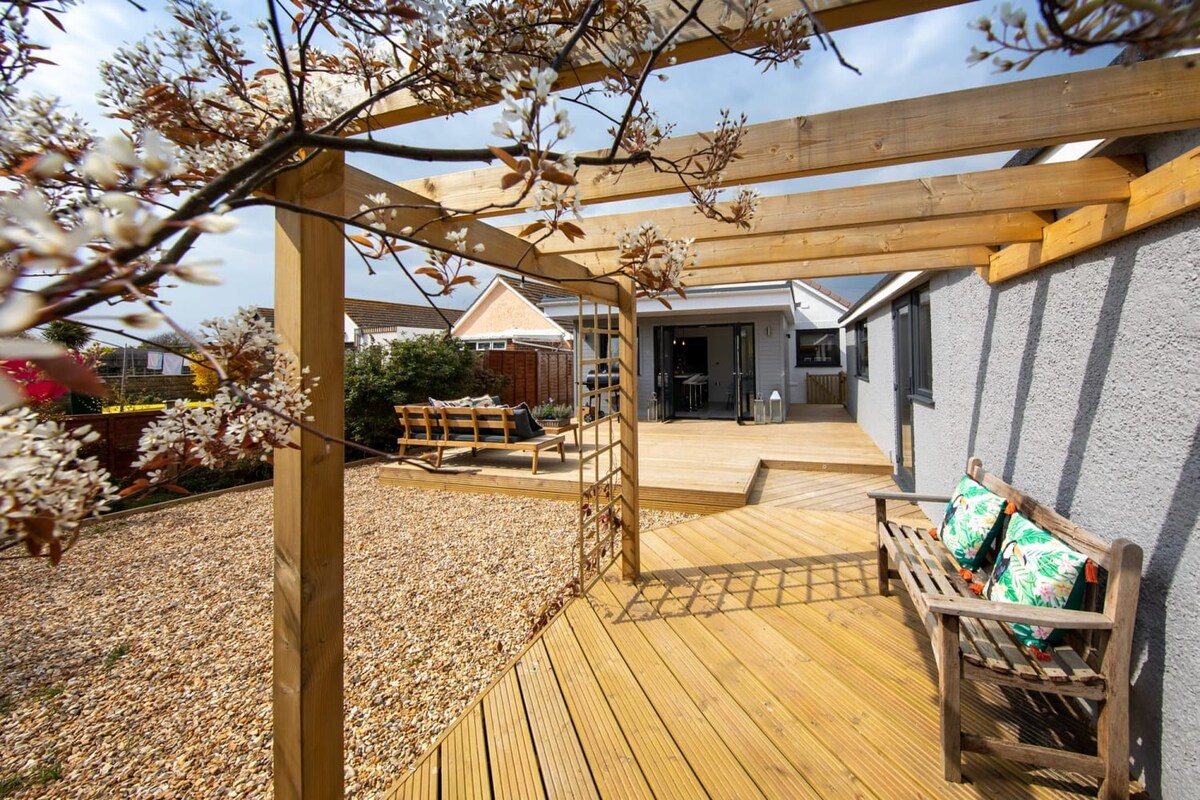 Relax under the wooden gazebo