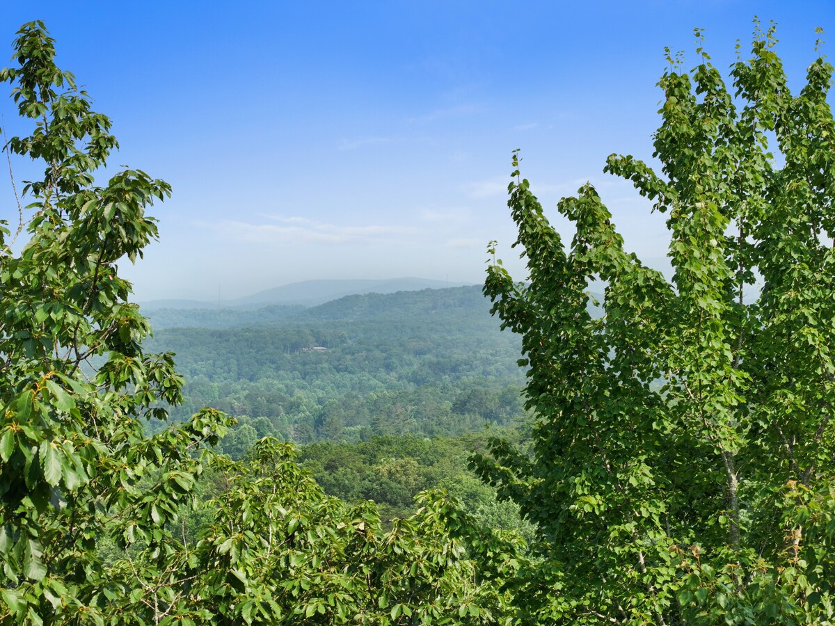 5MI to DT + Mountain Views + Hot Tub + Fire Pit