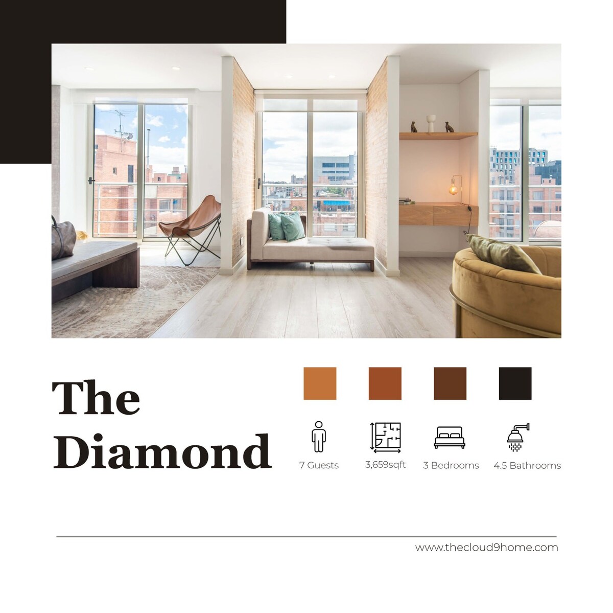 Cloud9| Designer XL Penthouse |The Diamond interior 3