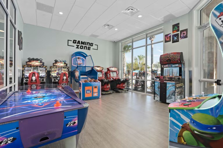 Arcade room packed w/ games creates nonstop entertainment for all ages.