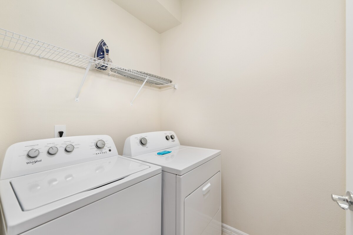 Full-size washer and dryer make longer stays comfortable and convenient.