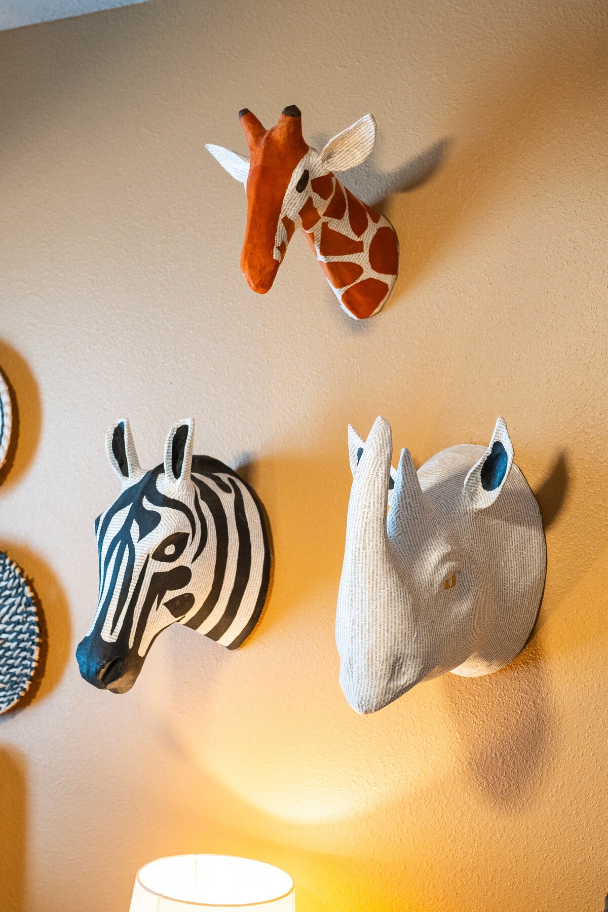 Decorative accent wall adds a bold pop of character to the space.