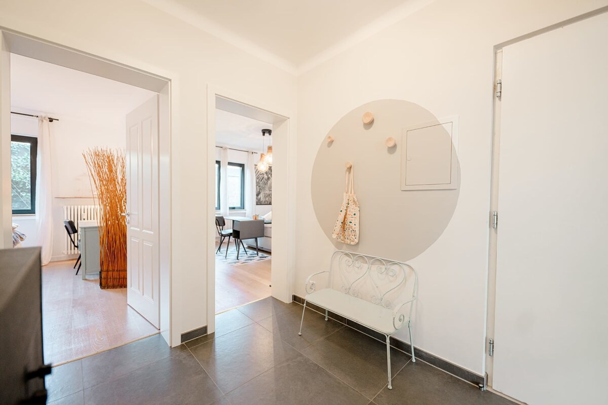 Again, unique details make the space like this bench & coat/bag hang rack