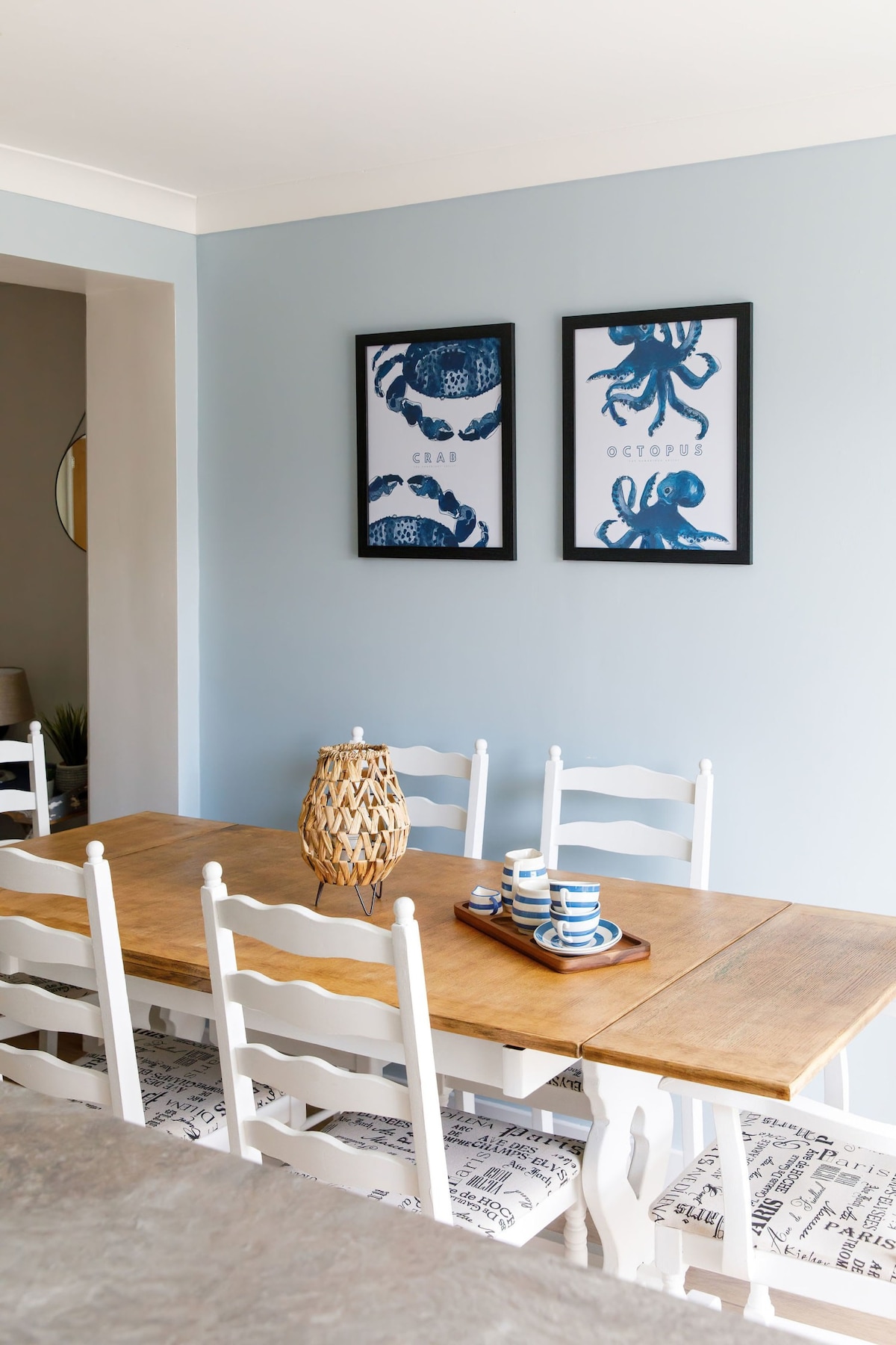 The kitchen has dining space with a table and chairs to seat up to 6 people.