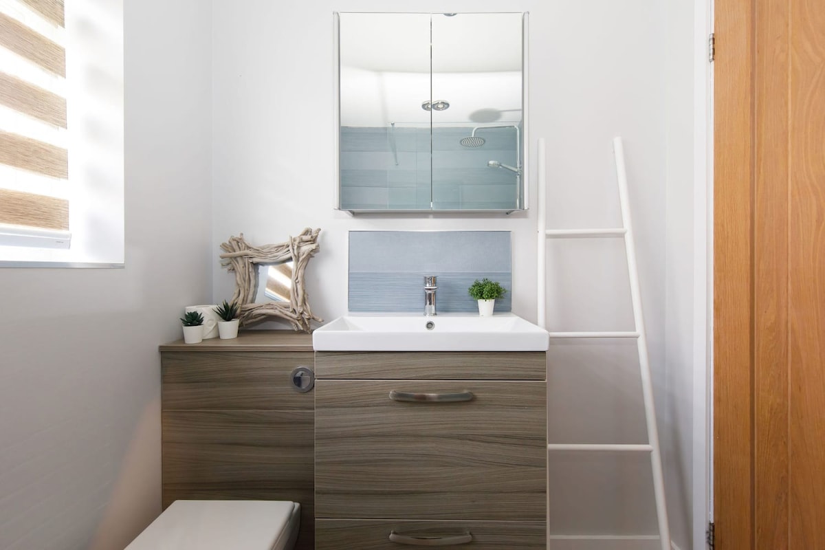 Freshen up in the well-appointed bathroom.