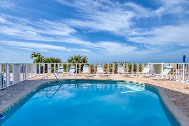 The heated pool at the Beach Club