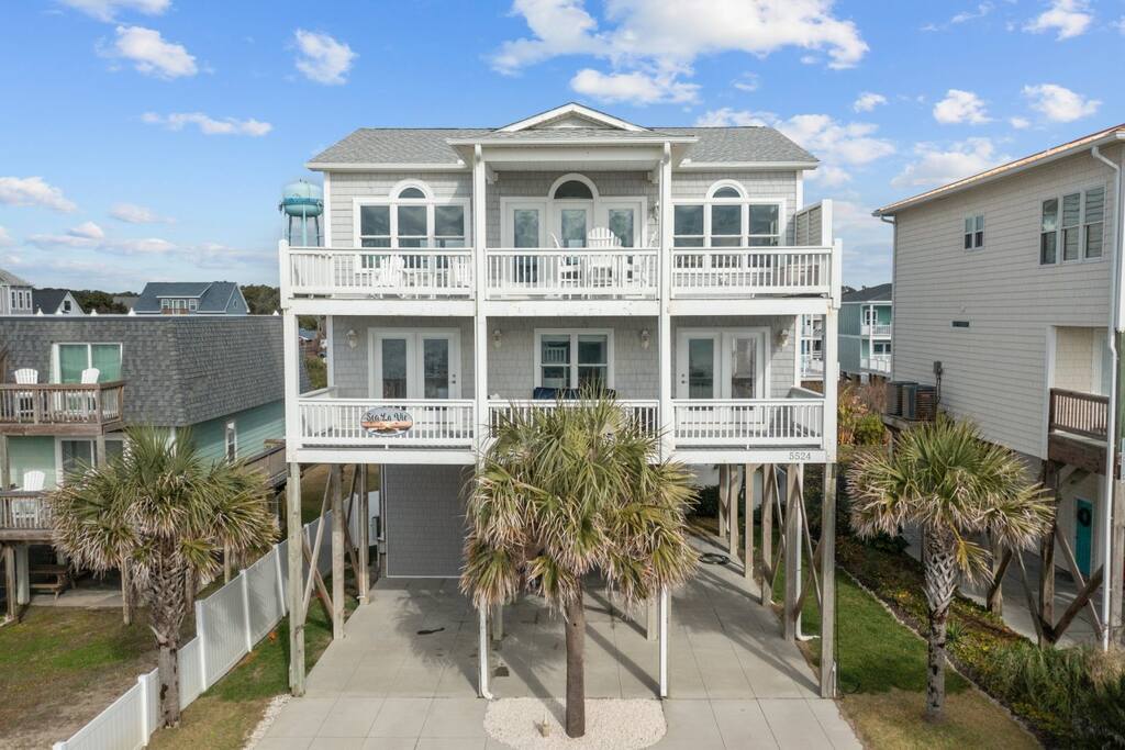 Ocean View! Pool, Waterslide, Elevator & Firepit — Oak Island, NC — vacation rental