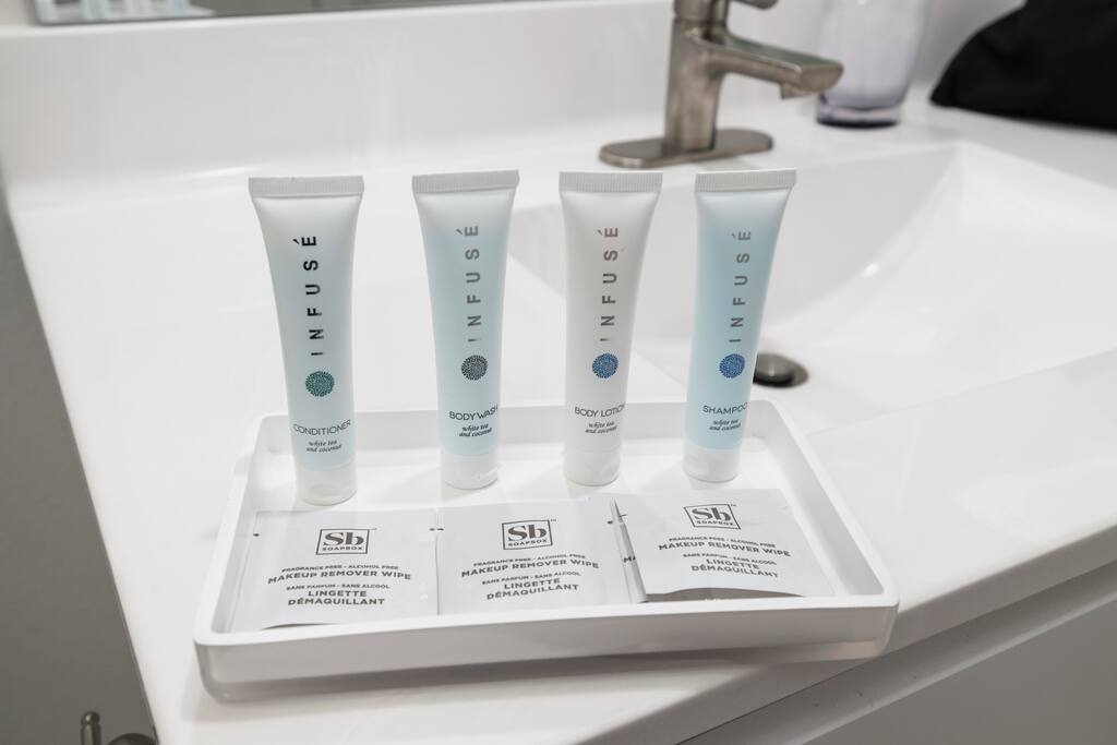Personal-size toiletries await you in the ensuite bathrooms.