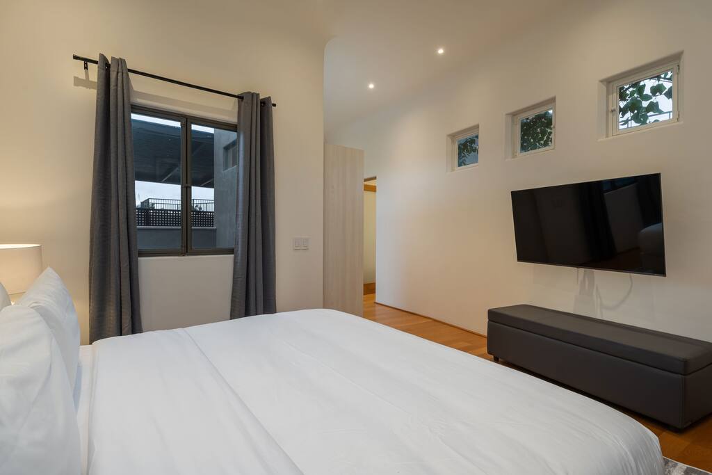 Bedroom with king bed & TV