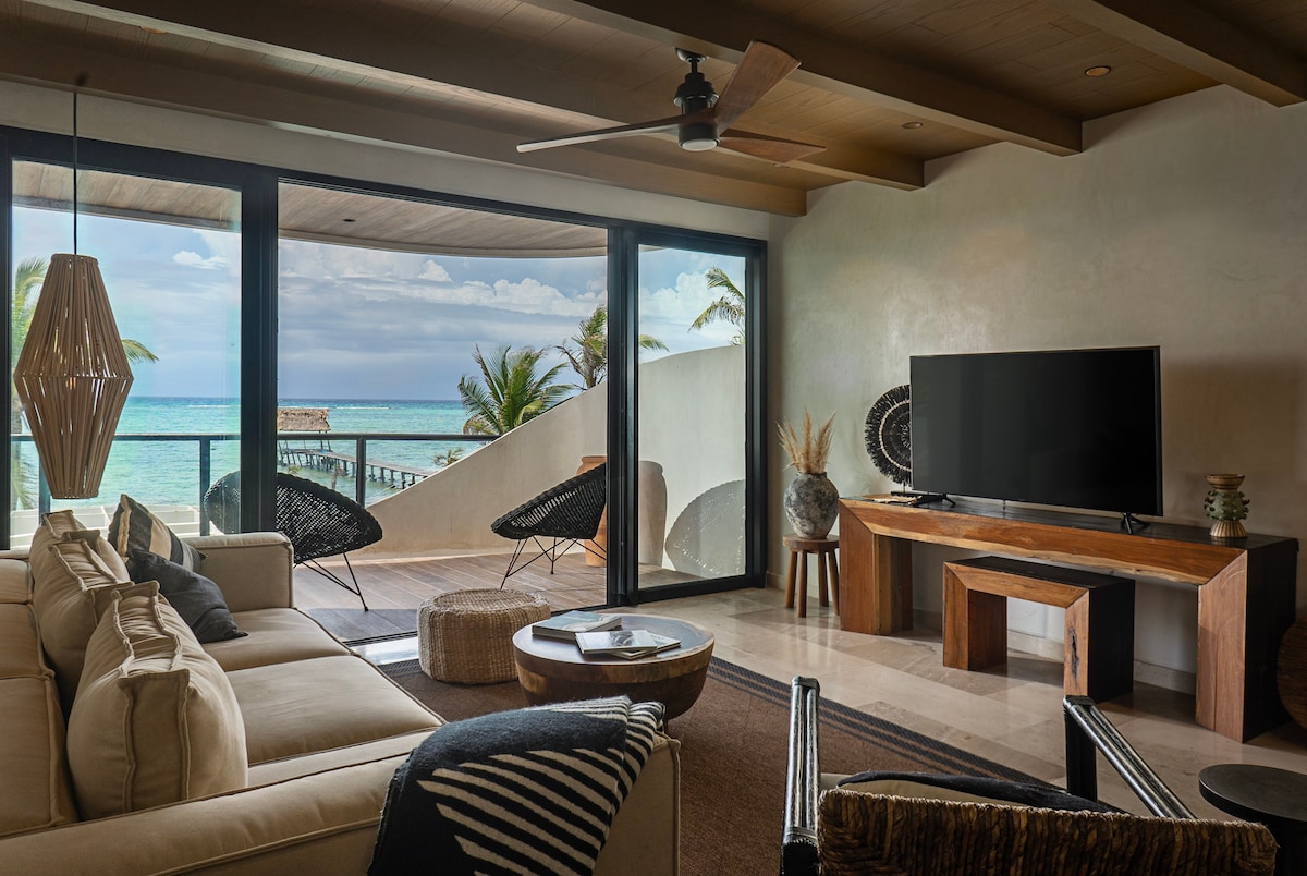 Beautiful and modern living room with a TV.