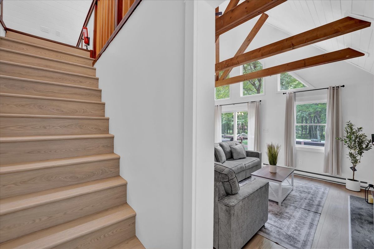 Modern Pocono Chalet | Vaulted Ceilings | Hot Tub