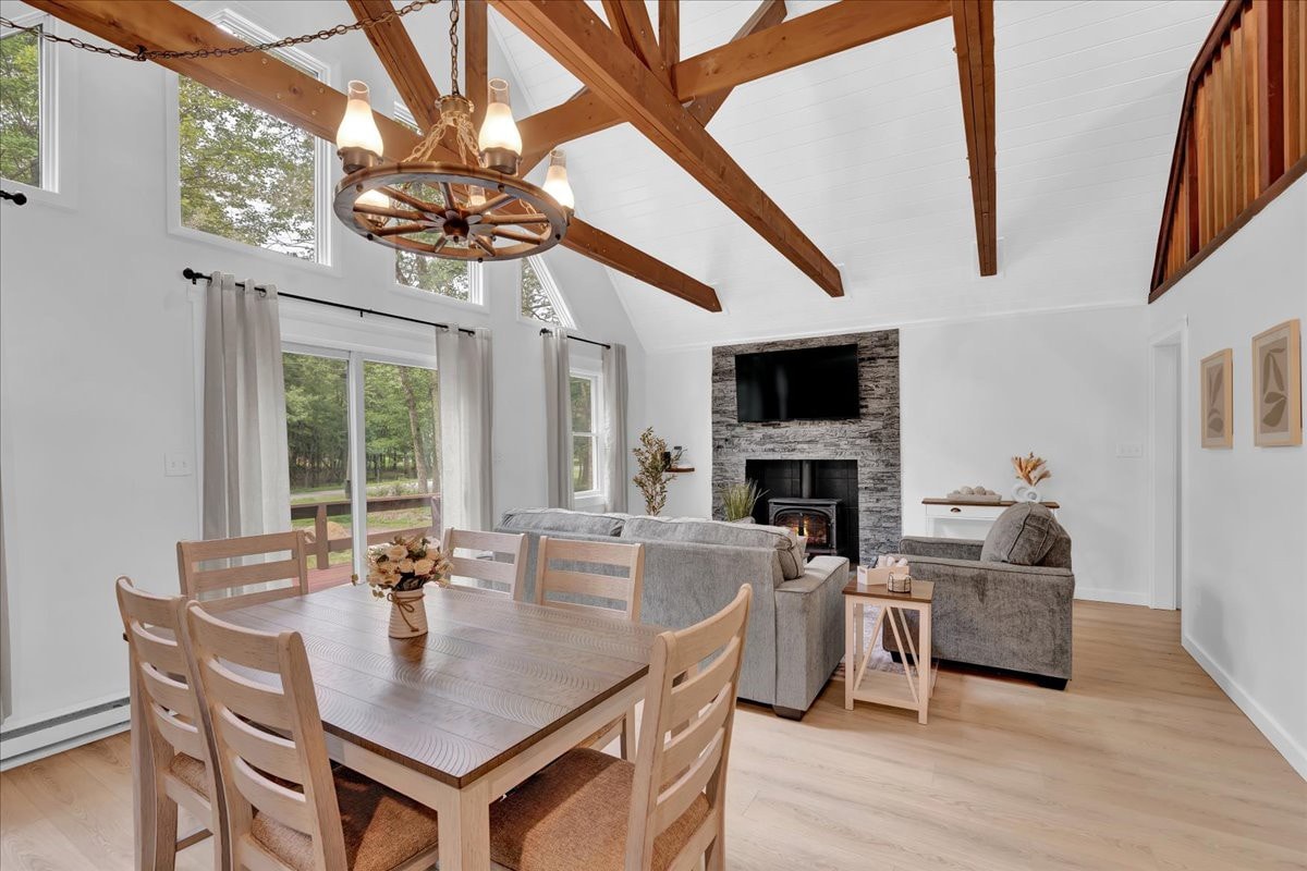Modern Pocono Chalet | Vaulted Ceilings | Hot Tub
