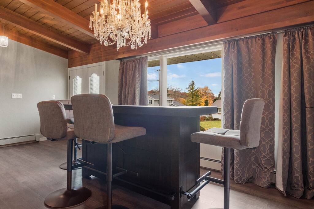 Bar in the main upper living area.