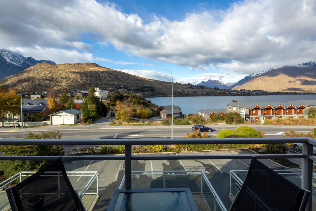 Balcony views to Queenstown Lake and mountains