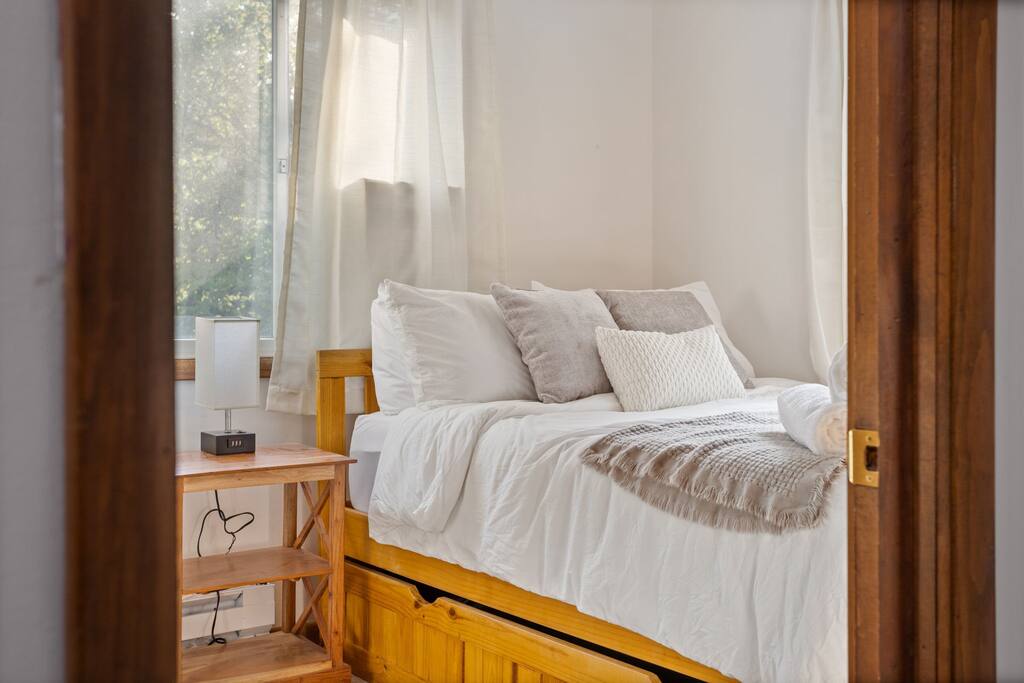 2 Double bed Setup
Warm, wood-accented and softly lit, this room features a cozy 2 double bed that’s ideal for a solo sleeper or reading corner retreat.