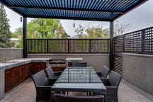 Patio with outdoor kitchen and dining