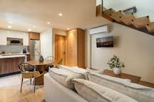 Living room and kitchen